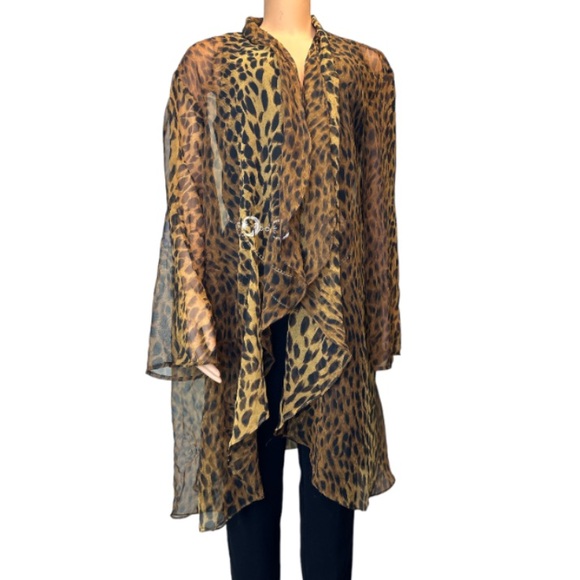Vintage 90s Night works Surplice Cheetah print top cover up draped  Size 26W - Picture 13 of 17